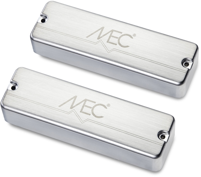 MEC Pickups Active Soapbar Humbucker Bass Pickup Set, Metal Cover, 5-String - Brushed Chrome