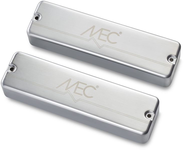 MEC Pickups Active Soapbar Humbucker Bass Pickup Set, Metal Cover, 6-String - Brushed Chrome