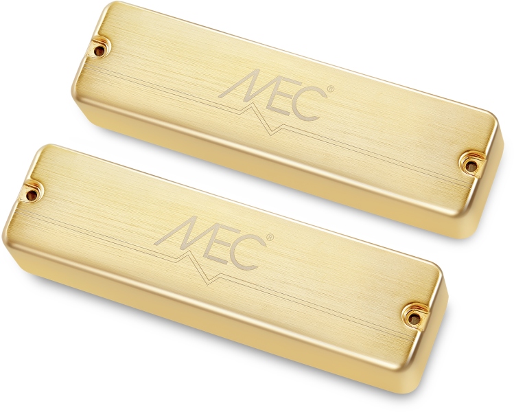 MEC Pickups Active Soapbar Humbucker Bass Pickup Set, Metal Cover, 6-String - Brushed Gold