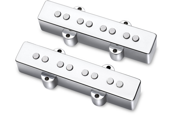MEC Pickups  Passive J/J-Style Bass Pickup Set, Metal Cover, Open Pole Pieces, 4-String - Chrome