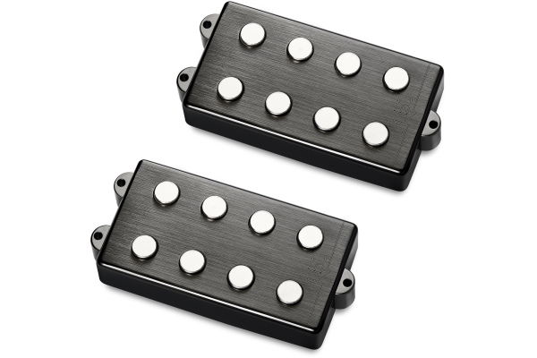 MEC Pickups  Passive MM-Style Bass Pickup Set, Metal Cover, 4-String - Brushed Black Chrome