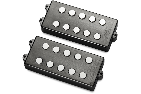 MEC Pickups  Passive MM-Style Bass Pickup Set, Metal Cover, 5-String - Brushed Black Chrome