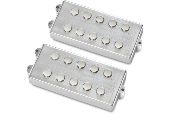  Passive MM-Style Bass Pickup Set, Metal Cover, 5-String - Brushed Chrome