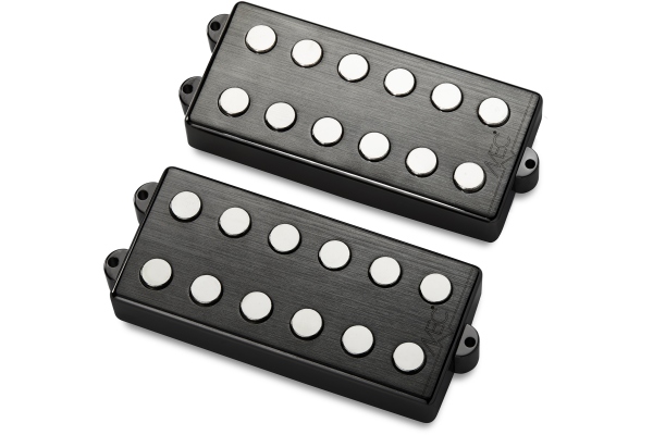 MEC Pickups  Passive MM-Style Bass Pickup Set, Metal Cover, 6-String - Brushed Black Chrome