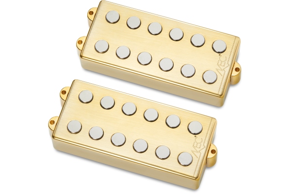  Passive MM-Style Bass Pickup Set, Metal Cover, 6-String - Brushed Gold