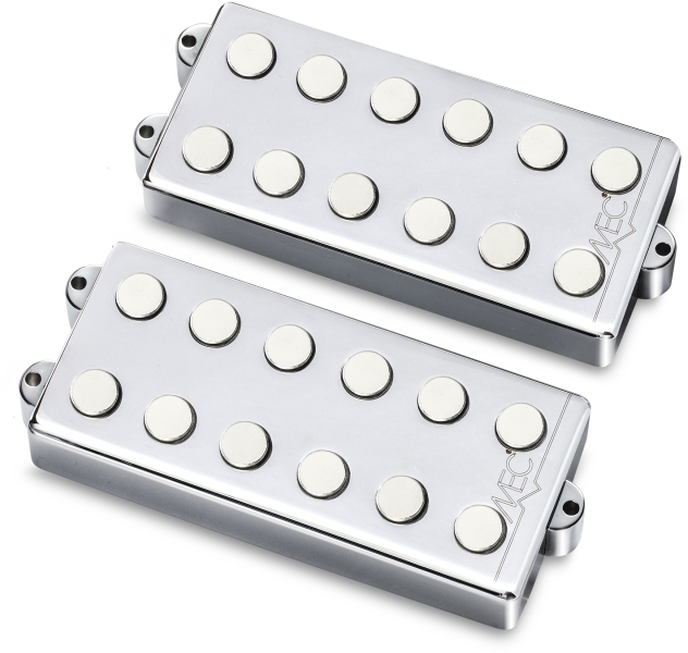 MEC Pickups Passive MM-Style Bass Pickup Set, Metal Cover, 6-String - Chrome