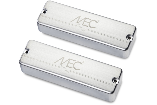 Passive Soapbar Humbucker Bass Pickup Set, Metal Cover, 5-String - Brushed Chrome