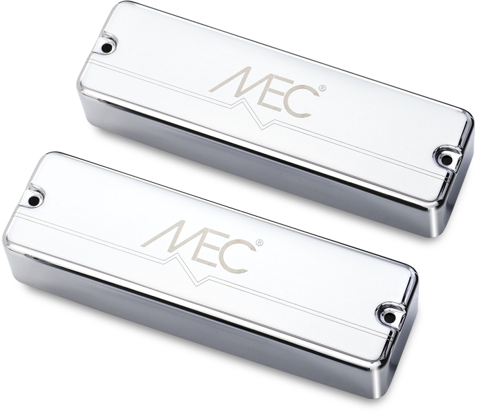 MEC Pickups Passive Soapbar Humbucker Bass Pickup Set, Metal Cover, 5-String - Chrome