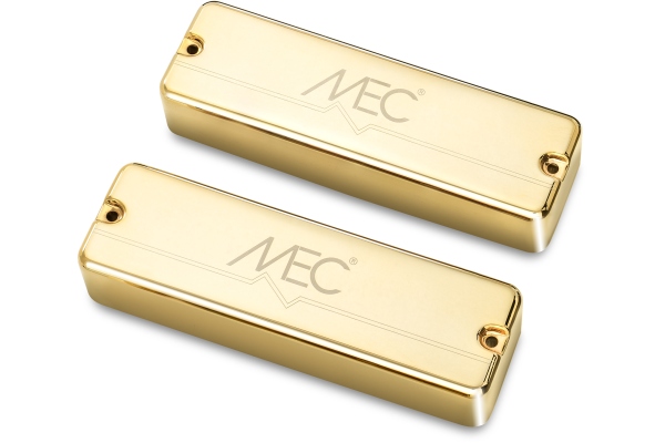  Passive Soapbar Humbucker Bass Pickup Set, Metal Cover, 5-String - Gold