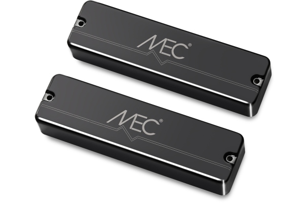  Passive Soapbar Humbucker Bass Pickup Set, Metal Cover, 6-String - Black Chrome