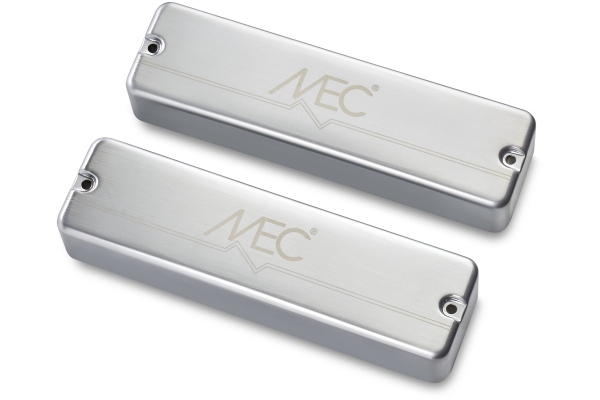 MEC Pickups  Passive Soapbar Humbucker Bass Pickup Set, Metal Cover, 6-String - Brushed Chrome