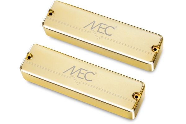  Passive Soapbar Humbucker Bass Pickup Set, Metal Cover, 6-String - Gold