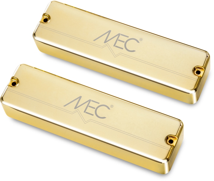 MEC Pickups Passive Soapbar Humbucker Bass Pickup Set, Metal Cover, 6-String - Gold