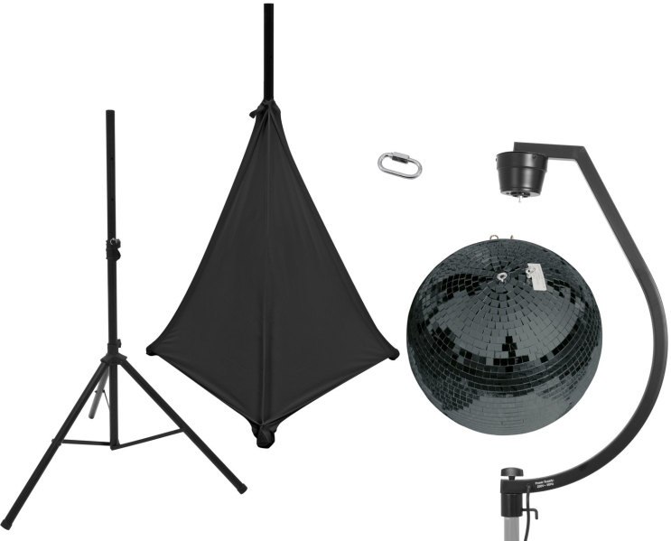 Eurolite Set Mirror ball 50cm black with stand and tripod cover black