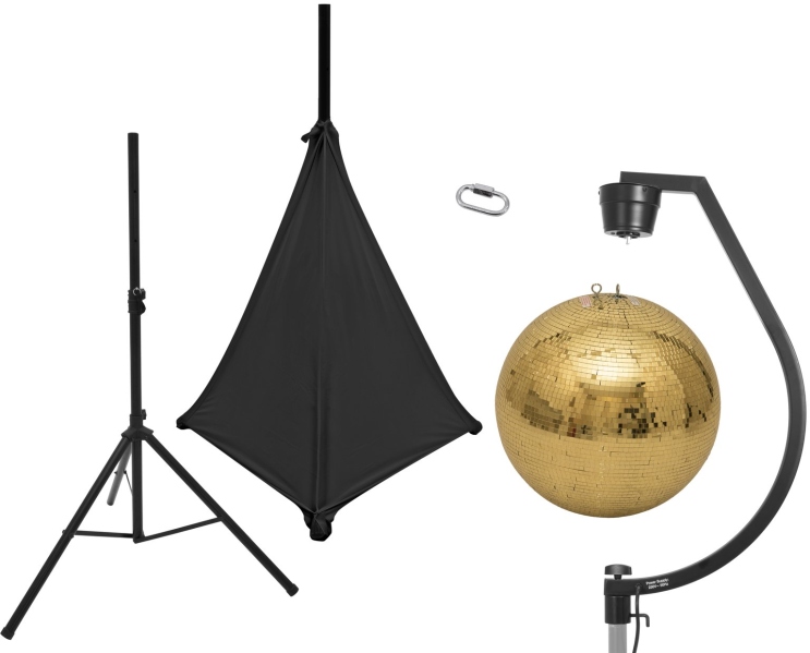 Eurolite Set Mirror ball 50cm gold with stand and tripod cover black