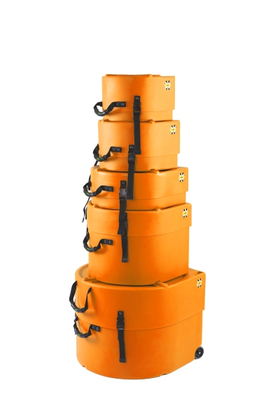 Hardcase Fusion Case Set 2 - 20“ Bass Drum, 10“ Tom, 12“ Tom, 14“ Floor Tom, 14“ Snare Drum - Orange / fully lined