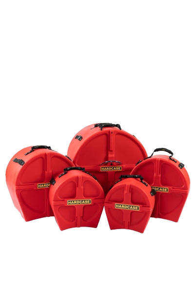 Hardcase Rock/Fusion Case Set - 22“ Bass Drum, 10“ Tom, 12“ Tom, 16“ Floor Tom, 14“ Snare Drum - Red / foam pads