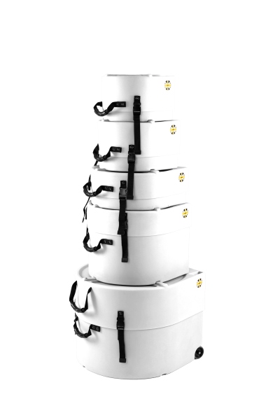 Hardcase Rock/Fusion Case Set 6 - 22“ Bass Drum, 10“ Tom, 12“ Tom, 14“ Floor Tom, 16“ Floor Tom, 14“ Snare Drum - White / foam Pads