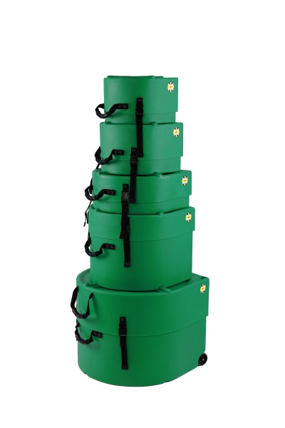 Hardcase Standard Case Set - 22“ Bass Drum, 12“ Tom, 13“ Tom, 16“ Floor Tom, 14“ Snare Drum - Dark Green / fully lined