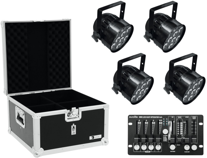 Eurolite Set 4x LED PAR-56 QCL bk + Case + Controller