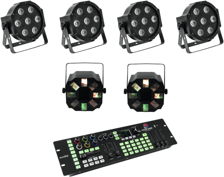 Eurolite Set 4x LED SLS-7 HCL Floor + 2x LED FE-700 + DMX LED Color Chief Controller