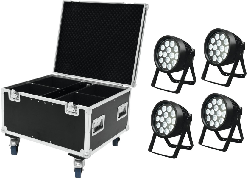 Eurolite Set 4x LED IP PAR 14x8W QCL + Case