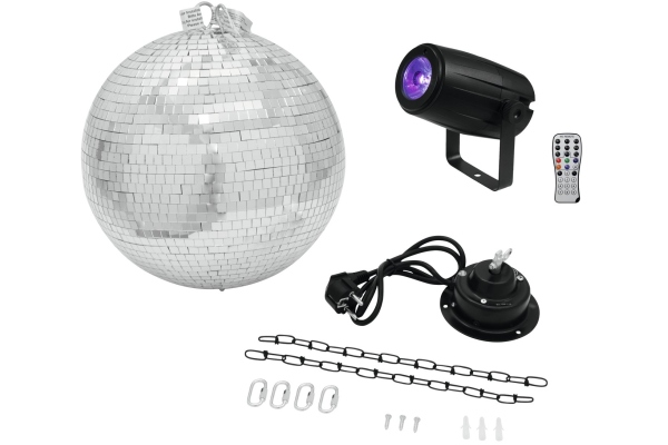 Mirror Ball 30cm with motor + LED PST-5 QCL Spot bk Mirror Ball 30cm with motor + LED PST-5 QCL Spot bk