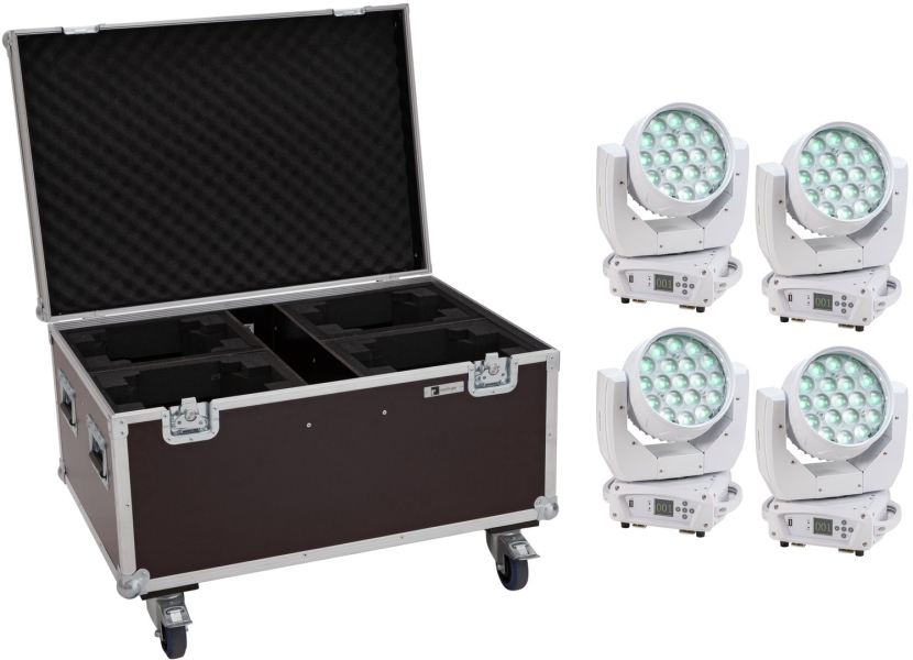 Eurolite Set 2x LED TMH-X4 Moving-Head Wash Zoom ws + Case with wheels