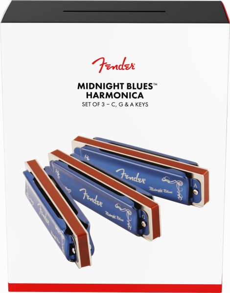 Fender Midnight Blues Harmonica Pack of 3 with Case