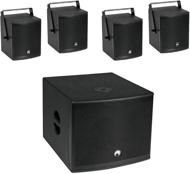 Omnitronic Set -12A Subwoofer activ + 4x MOLLY-6 Top negru
