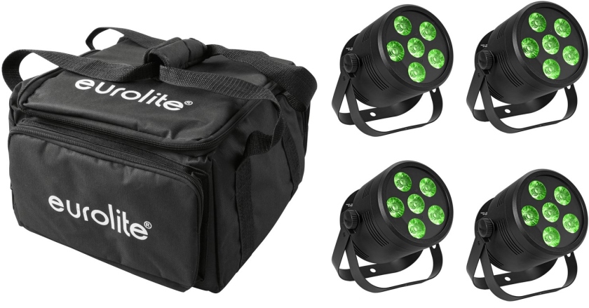 Eurolite Set 4x LED Silent Par 6 QCL Floor bk + Soft Bag