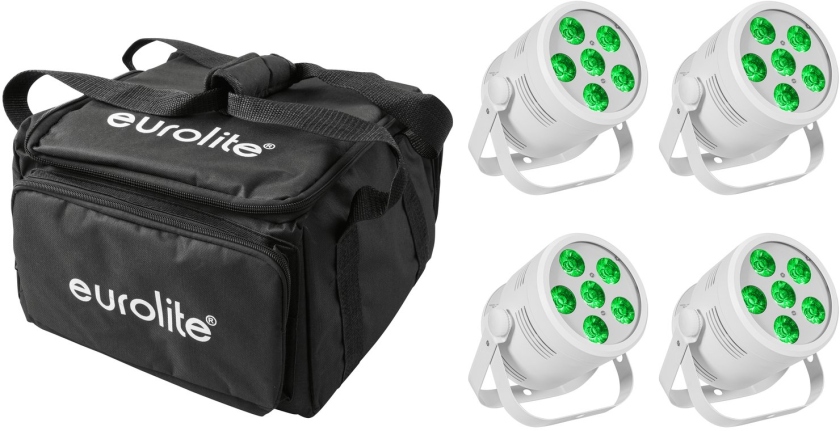 Eurolite Set 4x LED Silent Par 6 QCL Floor wh + Soft Bag