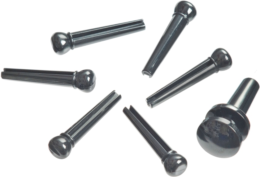Daddario Injected Molded Bridge Pins with End Pin Set of 7 Ebony