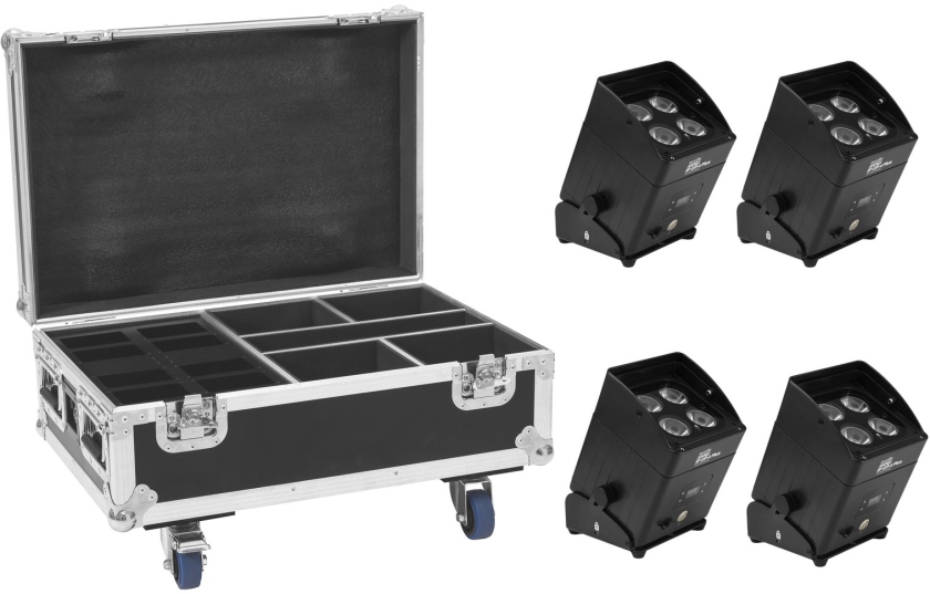 Eurolite 4x AKKU IP UP-4 Plus HCL Spot WDMX + Case cu funcție de încărcare