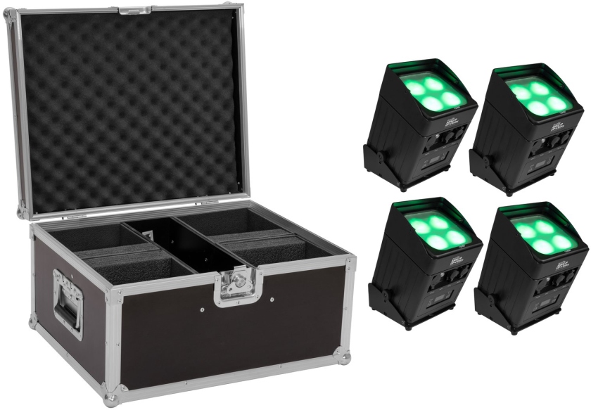 Eurolite Set 4x AKKU UP-4 Entry QCL Spot QuickDMX + Case