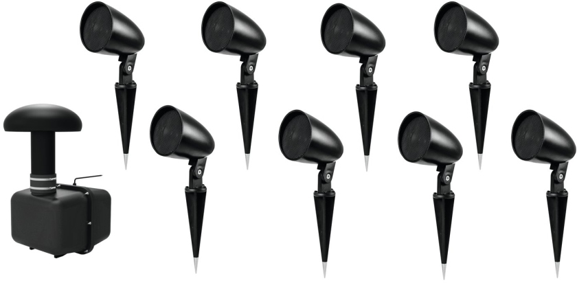 Omnitronic Set GSUB-8 In-Ground Subwoofer + 8x PS-2.5GS Projector Speaker, black