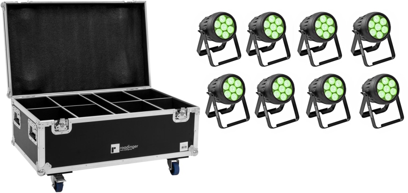 Eurolite Set 8x LED IP PAR 7x10W RGBL Spot + Case
