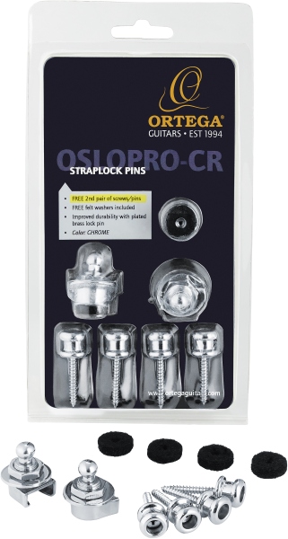 Ortega Strap Lock Pin Pro Version Chrome - Inclusive FREE pair of screws/pins