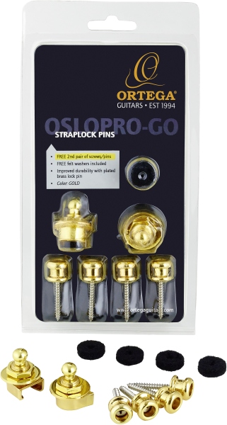 Ortega Strap Lock Pin Pro Version Gold - Inclusive FREE pair of screws/pins