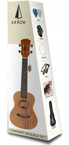 Arrow MH-10 Concert Mahogany Ukulele SET