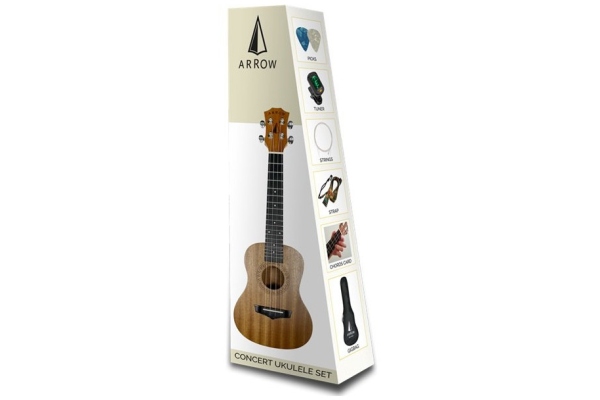 Arrow MH-10 Concert Sapele Ukulele SET