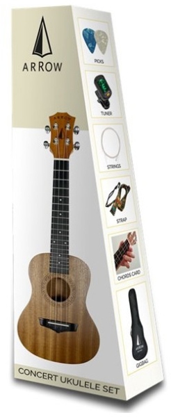 Arrow MH-10 Concert Sapele Ukulele SET