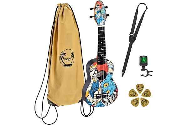 Keiki Ukulele Set ''Samurai'' Gymbag/H-Tuner/5 Picks/Strap