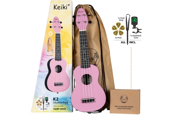 KEIKI K2 Series Ukulele Set 4 String ''Fairy Dust