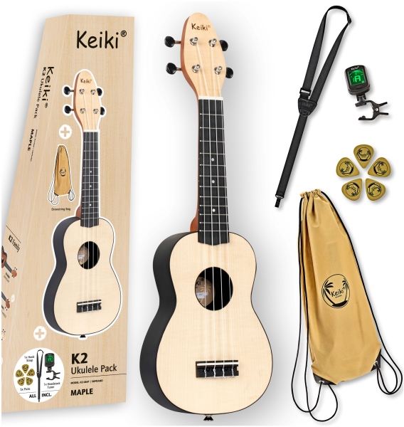 Ortega KEIKI K2 Series Ukulele Set 4 String ''Maple