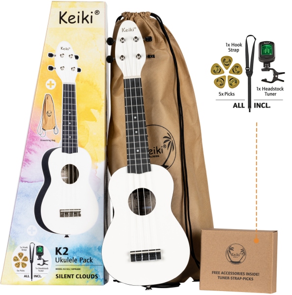 Ortega KEIKI K2 Series Ukulele Set 4 String ''Silent Clouds