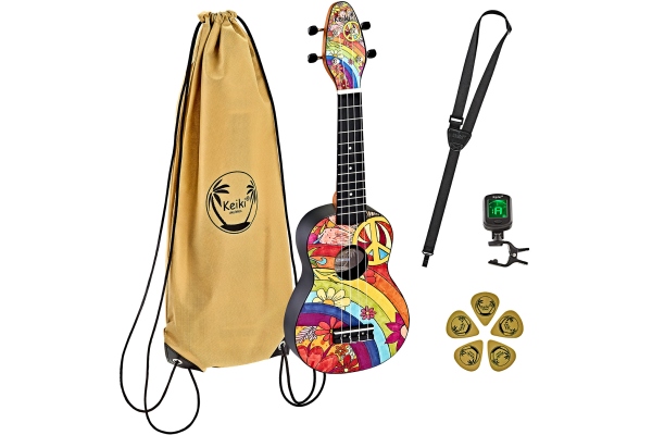 Ortega Keiki Ukulele Pack Soprano Peace '68 K2-68