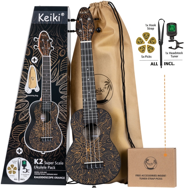 Ortega KEIKI K2 Series Superscale Ukulele Set 4 String K2SS-OKC