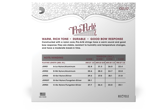 Set violoncel 1/2 Daddario Pro-Arte Cello String Set 1/2 Scale MT