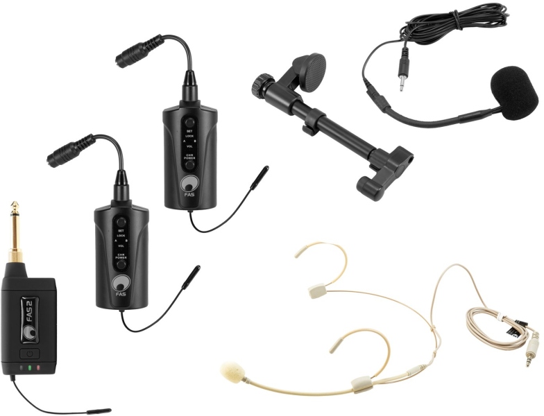 Omnitronic Set FAS TWO + 2x BP + Headset + Acoustic guitar microphone 660-690MHz
